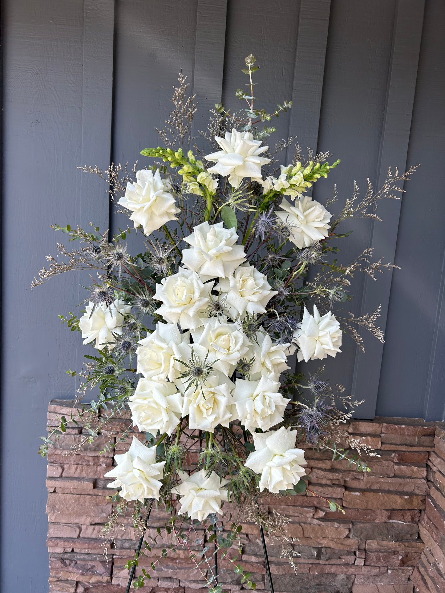 the custom funeral spray arrangement